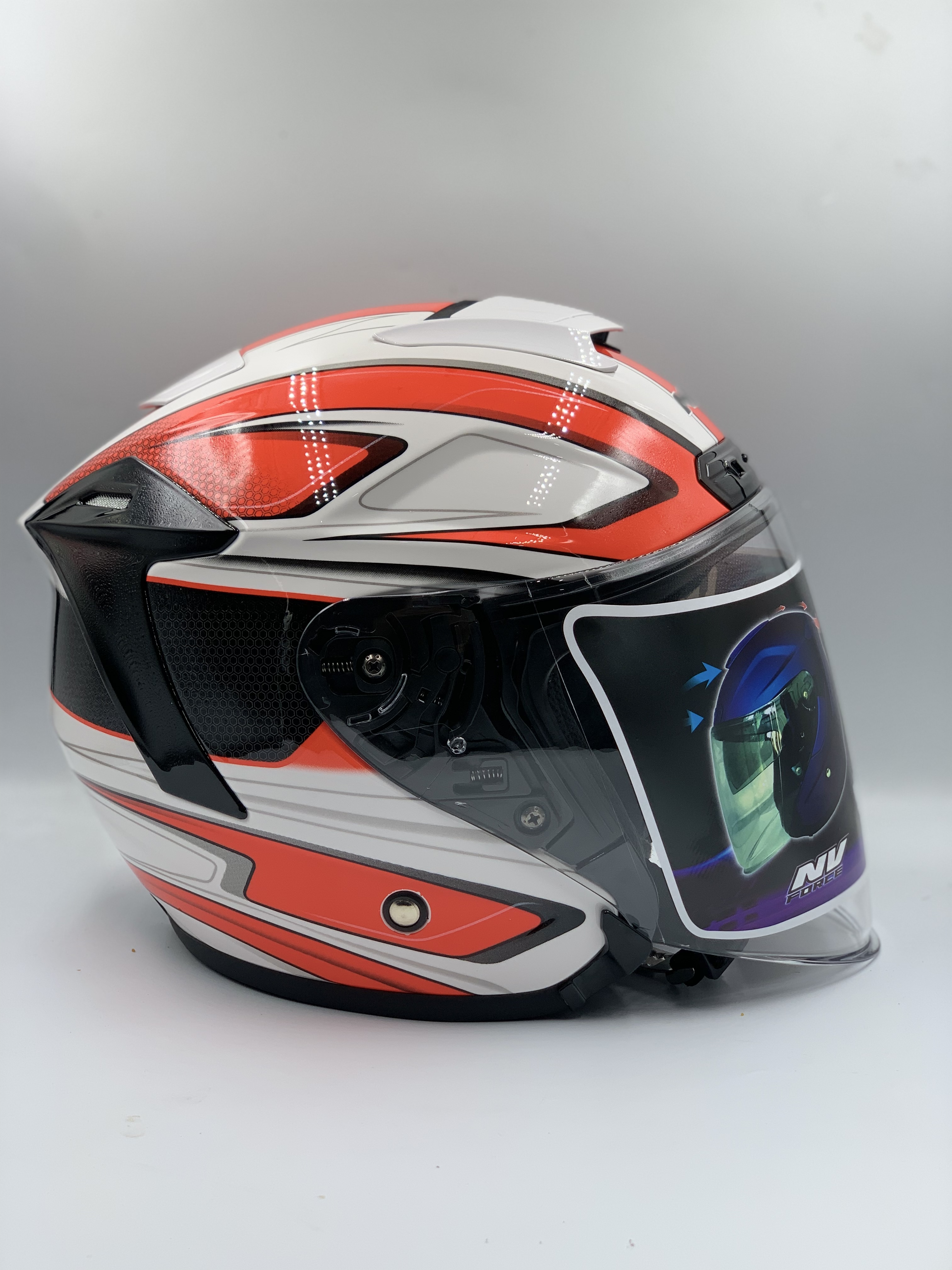 MHR Helmet Open Face BRILLER RED GRAPHIC (SIRIM)
